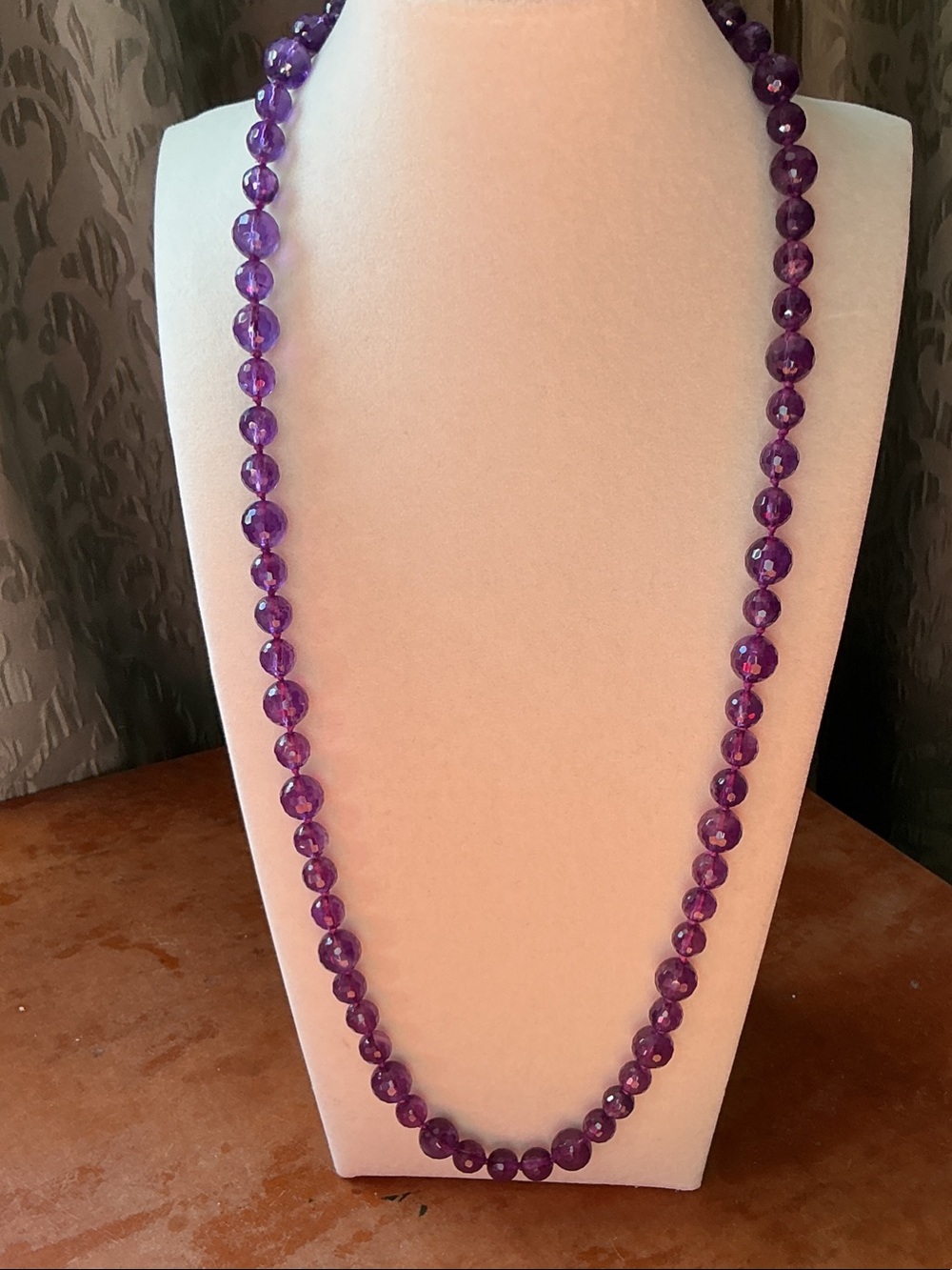 28” Faceted Amethyst Hand-Knotted Necklace